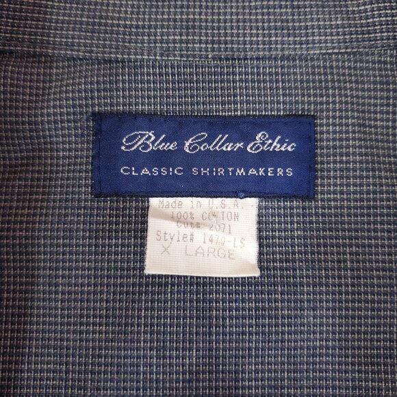 Vintage Blue Collar BC Ethic Mens XL Button Up Long Sleeve Shirt Made in USA - Picture 9 of 12
